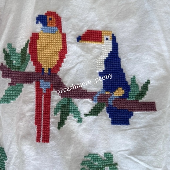 NWT Farm Rio Stitched Birds Tropical Parrots Full Skirt Medium - Picture 6 of 13